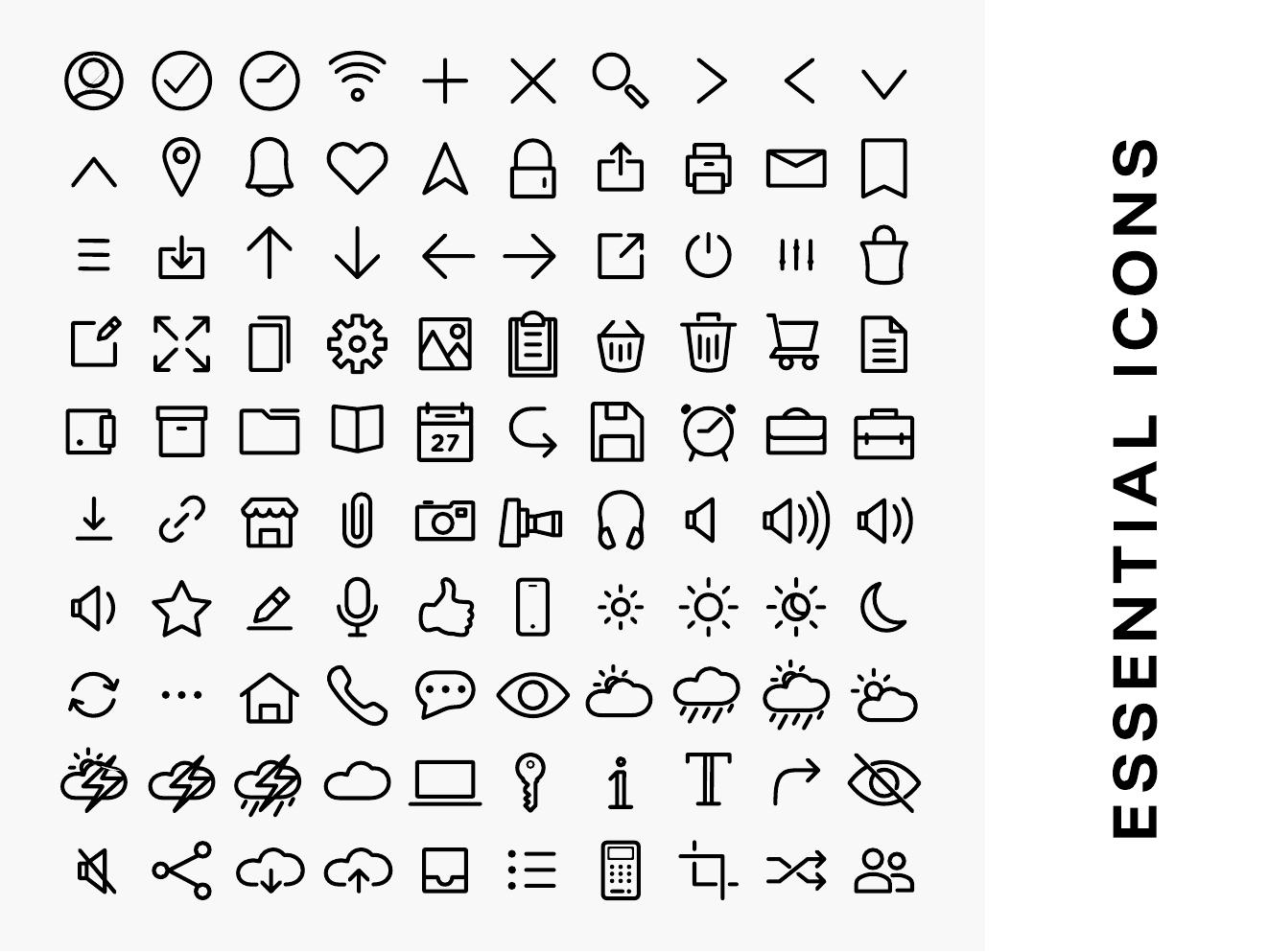 Essential icons sheet